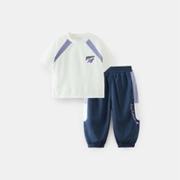 齐齐熊 [吸湿速干]齐齐熊男童夏装套装儿童运动服宝宝夏季薄潮短袖九分裤
