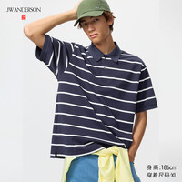 优衣库 合作款/男装女装快干POLO衫/短袖条纹T恤485565 69 藏青色