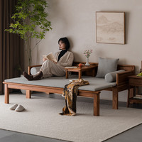 溪木工坊 新中式罗汉床客厅简约中式实木两用老榆木严选沙发床榻