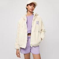 maje 春季女装时尚抽绳“M”LOGO连帽毛绒颗粒绒外套减龄