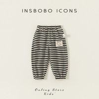 insbobo 女童裤子2026春季新款儿童童装男童春装条纹长裤宝宝洋气卫裤休闲