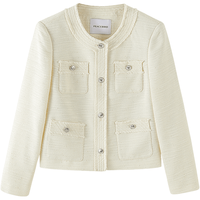  PEACEBIRD/太平鸟 法式小香风 女士短外套 米白 S