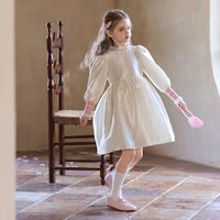 Little Naive 女童连衣裙春秋新款甜美公主裙儿童打揽长袖礼服裙