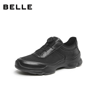 百丽 超值26款旋纽扣厚底增高抓纹牛皮健步鞋A2215CM5 赠单肩包