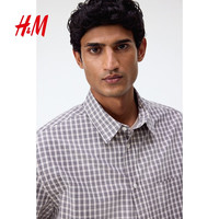  H&M 宽松 男士衬衫 灰色/格纹 M 175/100