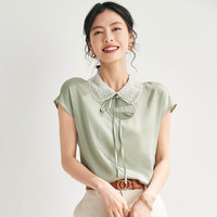 PALUOPO/帕罗 蕾丝设计 女士短袖T恤