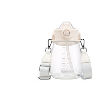 杯具熊 大肚杯儿童夏季大容量凉水壶男女学生塑料水杯 嘟嘟桶-灵动白1200ml