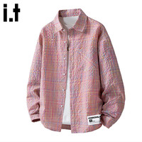 移动端、京东百亿补贴：:CHOCOOLATE 男士格子长袖衬衫