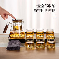  TEAHUE/忆壶茶 高档懒人茶具 茶具套装+飘逸壶+品杯+茶盘+茶巾