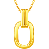 CHOW TAI FOOK 周大福 ING系列 F217317 几何双环足金项链 40cm 4.9g
