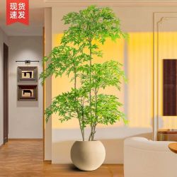 时鸟 南天竹仿真绿植高端轻奢室内大型落地盆栽客厅装饰摆件仿生假花树 1