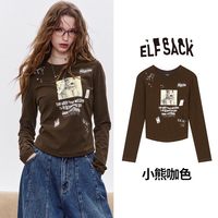 ELF SACK/妖精的口袋 复古印花 女士长袖T恤