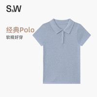 优实 SW速惟短袖正肩polo针织衫春季T恤女款显瘦上衣 4645