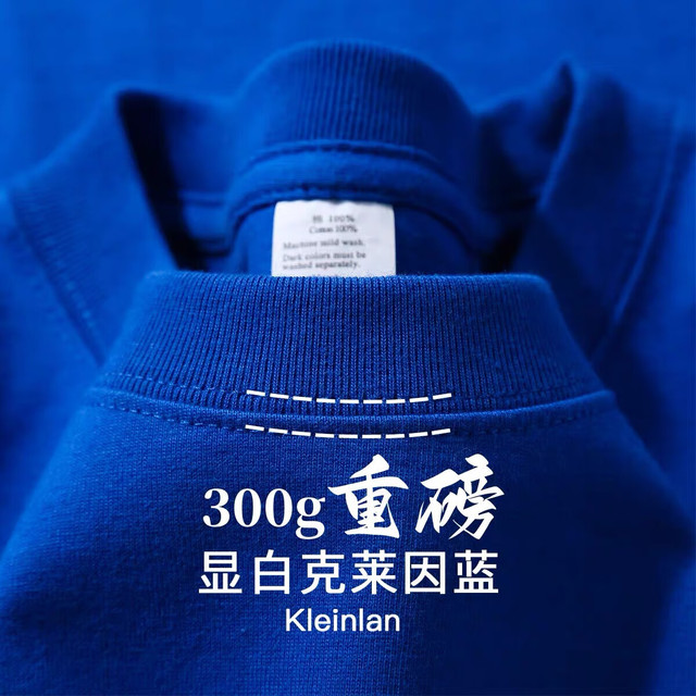 300g重磅纯棉宽松圆领短袖 克莱因蓝 2XL
