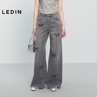  LEDIN/乐町 蕾丝蝴蝶结 女士牛仔裤