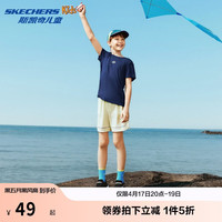 斯凯奇 贴贴T儿童纯棉短袖运动T恤男女童夏季透气新款上衣P225K071