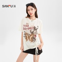 SANFU/三福 蝴蝶图案印花 女士短T恤