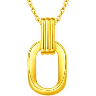 CHOW TAI FOOK 周大福 ING系列 F217317 几何双环足金项链