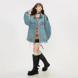 凯莉欧 KEIKO 凯莉欧 女士复古宽松牛仔外套 K-25C13331