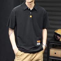  九森堡 宽松 男士polo衫 6XL 黑色polo衫（TX0008）