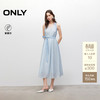 ONLY 2025夏季新款优雅浪漫挂脖V领收腰A字长裙连衣裙女，蓝色 、香草奶油白