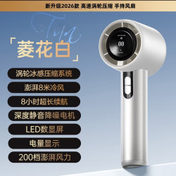 艾勒丝汀 手持小风扇超导冰磁降温 菱花白 2000mAh