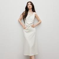 红袖 2025春季女装立体压褶收腰方领套头背心连衣裙