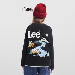 Lee 男女中大童长袖T恤春秋装户外露营儿童上衣纯棉内搭外穿长T