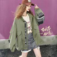妖精的口袋 女士工装风中长款夹克