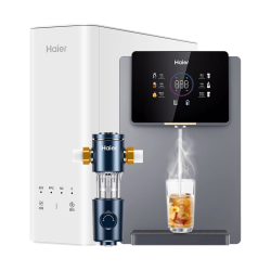 海尔 HKC75-R102 RO反渗透加热直饮一体机 净水器套装+高端彩屏管线机+顶配前置+净水器