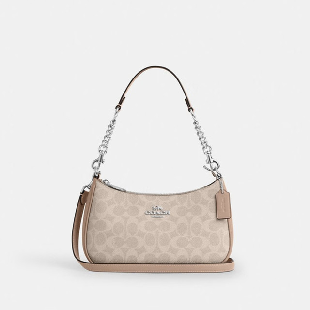 COACH 经典标志 女士单肩斜挎包 SV/沙黄色/灰褐色