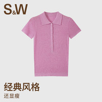 优实 SW速惟短袖正肩polo针织衫修身显瘦女款T恤上衣 4437