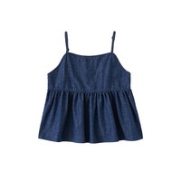 棵初 26夏季新品女童甜美牛仔吊带短裤套装亲子款百搭不落色两件套