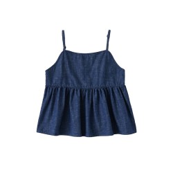 棵初 26夏季新品女童甜美牛仔吊带短裤套装亲子款百搭不落色两件套