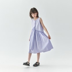 棵初 2026夏季新款亲子中大女童纯棉无袖连衣裙木耳边宽松仙女裙