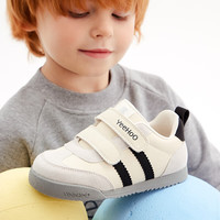英氏 童鞋儿童运动鞋新款轻便德训鞋软底防滑休闲鞋子 米黑色