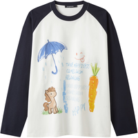 gxgjeans 潮流印花宽松休闲圆领长袖T恤 26春新品 藏青色