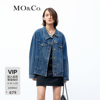 MO&Co. 宽松落肩廓形斜门襟牛仔外套设计感小众 牛仔蓝色-第2批 XS/155