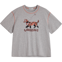  TOYOUTH/初语 撞色压线狗狗字母印花 女士T恤