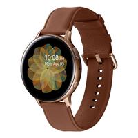 SAMSUNG 三星 Galaxy Watch Active 2 智能手表 44mm 锋芒金不锈钢表盘 棕色皮革表带（GPS、扬声器）