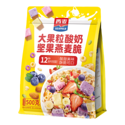 西麦  &轻食代餐 &早餐冲饮干吃即食燕麦片 &  大果粒酸奶坚果燕麦脆500g+燕麦脆45g*2袋