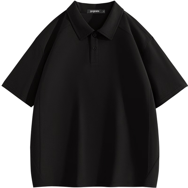 今日必买：gxgjeans 26夏新品 美式肩部分割设计简约通勤翻领短袖Polo衫 黑色