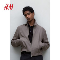  H&M 商务斜纹布 男士夹克 混深灰色 L 175/108