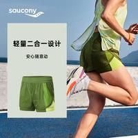 限尺码：saucony 二合一短裤轻量透气竞速专业跑步女紧身双层附带口袋