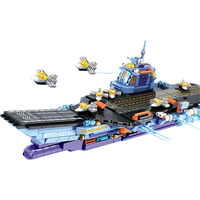  欧因 赛博朋克军事航空母舰 儿童积木拼装玩具