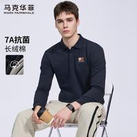 马克华菲 抗菌翻领Polo衫男2026春季新款宽松长袖T恤男装6978 藏青101