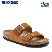 BIRKENSTOCK 德国进口牛皮绒面革软底Arizona双扣拖鞋常规版