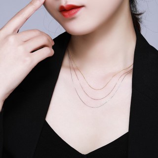 潮宏基 18K 玫瑰金 肖邦素链 锁骨链 XXK30000028