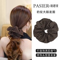 铂思亚复古豹纹大肠发圈女蓬松裙边扎发头绳秋冬皮筋头花发饰