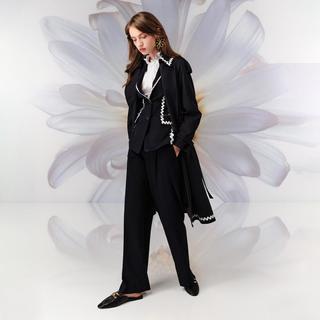  PORTS/宝姿 撞色明线 女士大衣